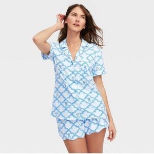 Roller Rabbit x Target Women's Geo Trellis Short Sleeves and Shorts Pajama Set